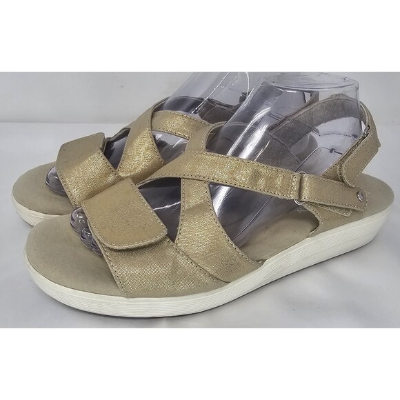 Grasshoppers Shoes - Grasshoppers Womens Cherry Flat Ortholite Comfort Sandal Metallic Stone Sz 9.5W